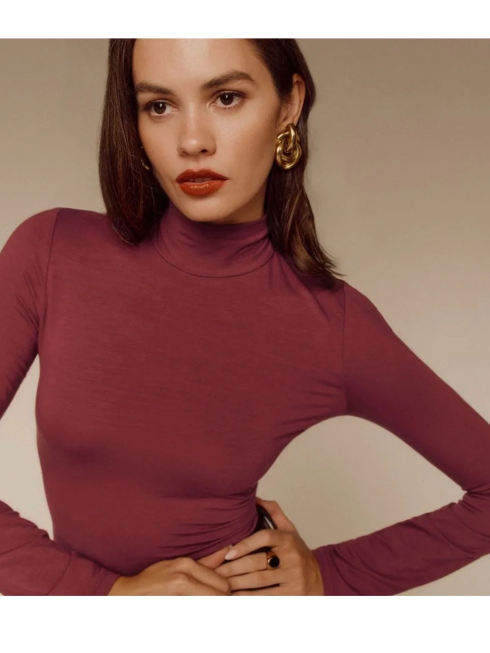 NWT New with Tags Reformation Nell Knit Top Long Sleeve Chianti